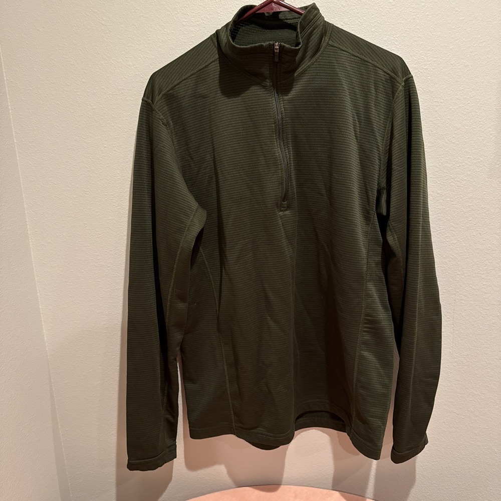 REI 1/4 Zip Top‎ Men's Large Dark Green Polyester Spandex Blend